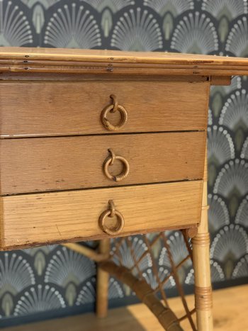 Bureau bois et rotin – Image 4