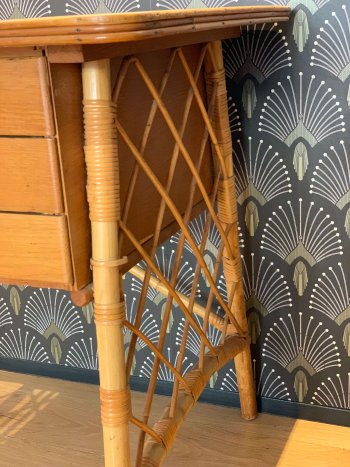 Bureau bois et rotin – Image 2